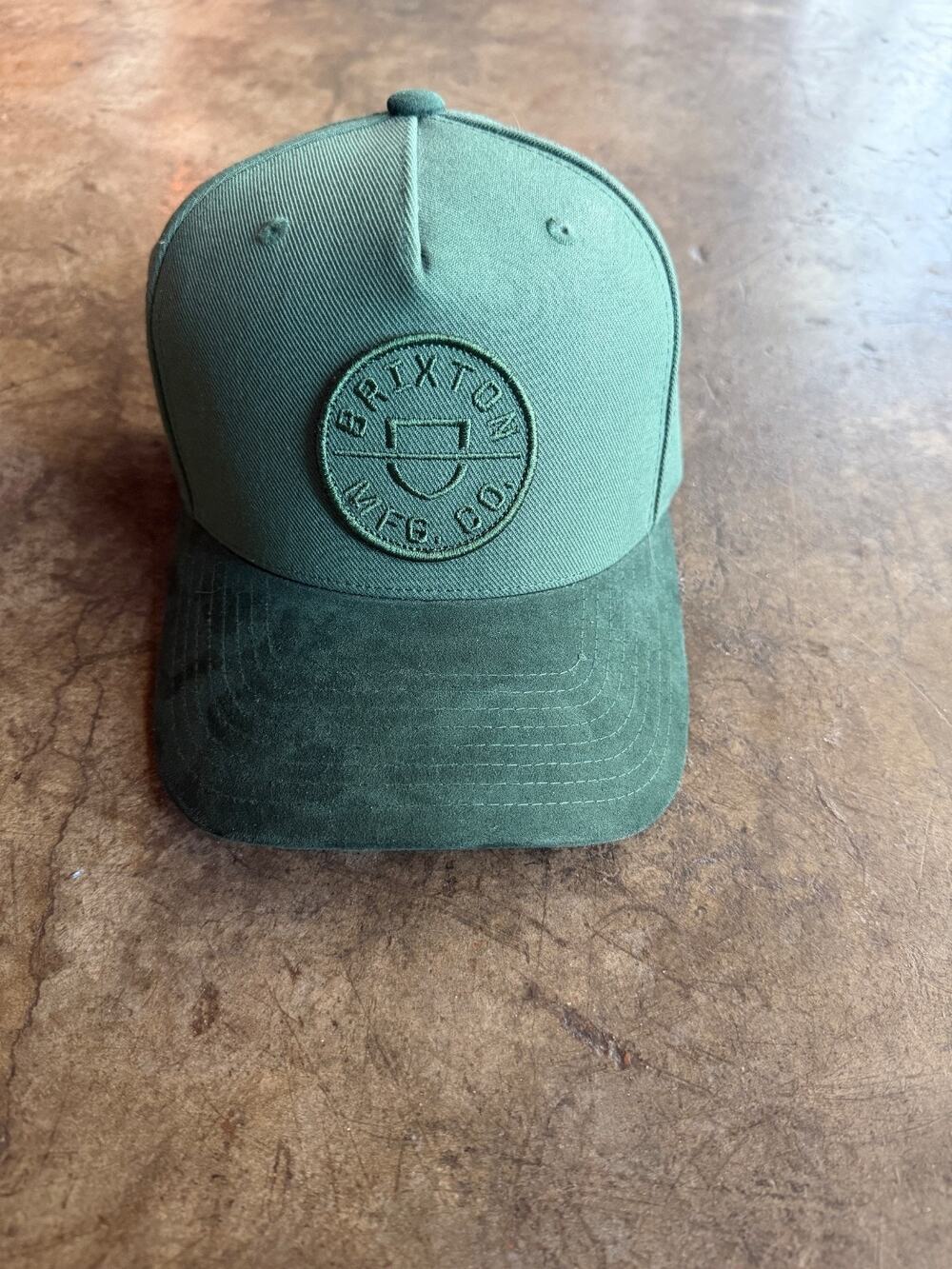 Brixton Crest Snapback Hat Dark Green Tonal Embroidered Logo Adjustable OSFM